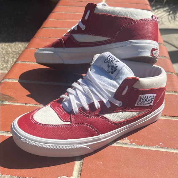 Vans Half Cab Red and White High-Tops - Picture 1 of 4